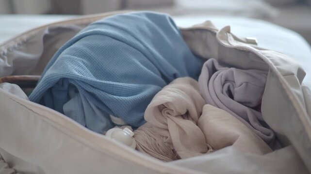 Packing clothes in a bag for a trip