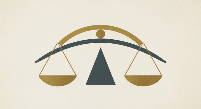 Abstract illustration of scales balancing justice concept on transparent background