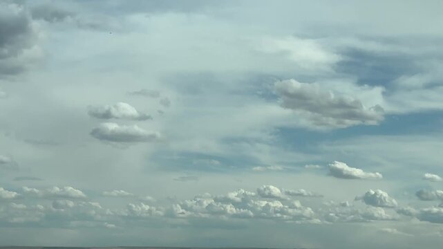 Atmospheric cloud layers across dramatic open sky natural background weather footage
