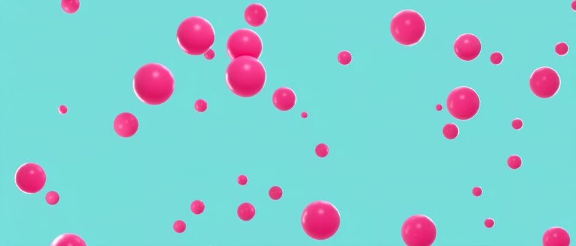 Generative AI, Floating pink 3D spheres on mint green background