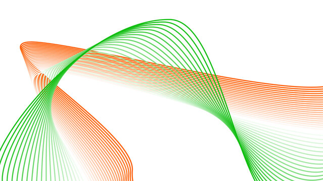 Orange White and Green Gradient Tech Line Flowing Twisted Motion Vector EPS with Transparent Background for National Day and Sustainable Tech Concept