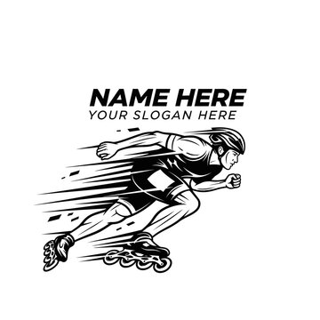 Speed skater racing in dynamic pose