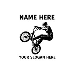 Fototapeta premium Professional bmx cyclist performing a manual wheelie stunt