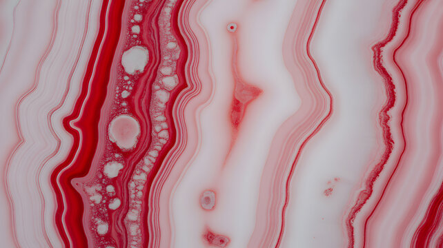 Swirling fluid red and white agate stone texture with natural wavy lines