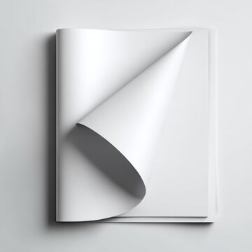 Blank Book Page Turning: A starkly clean image of a book or journal with a page in the process of turning, offering a sense of anticipation and new beginnings, ideal for conveying ideas or concepts.