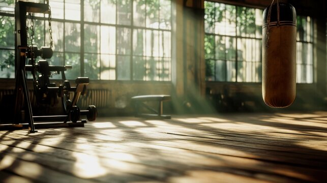 A nostalgic, detailed still life in a 1970s boxing gym's training corner