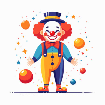 Happy Clown Juggling Balls with Confetti