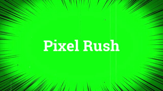 Digital pixel explosion with vibrant green background