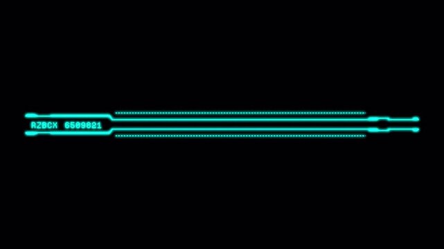 Futuristic Cyan HUD Data Bar with Animated Alphanumeric Readout