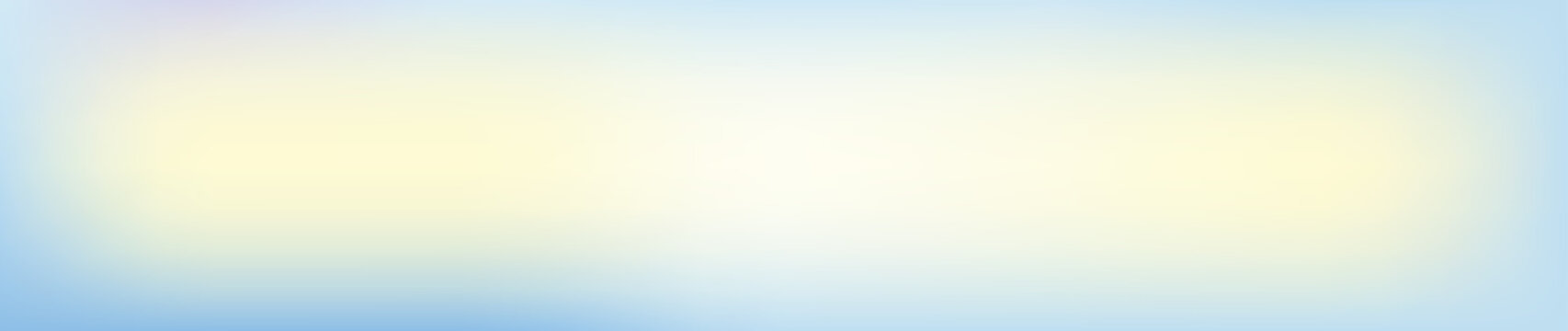 Abstract soft pastel mesh gradient background banner with blurred yellow cream center and light blue borders, ideal for horizontal web header or template design