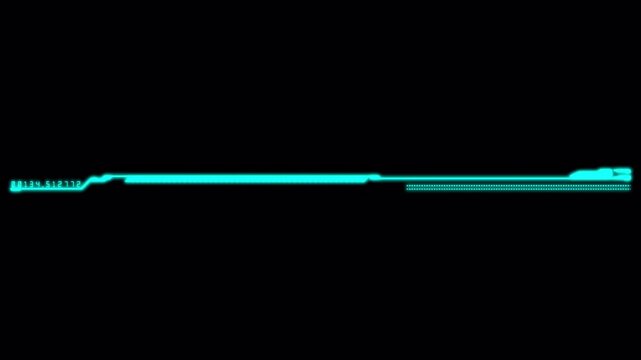Blue HUD Digital Border Line Interface Element with Neon Glow for Sci-Fi Screen Overlay