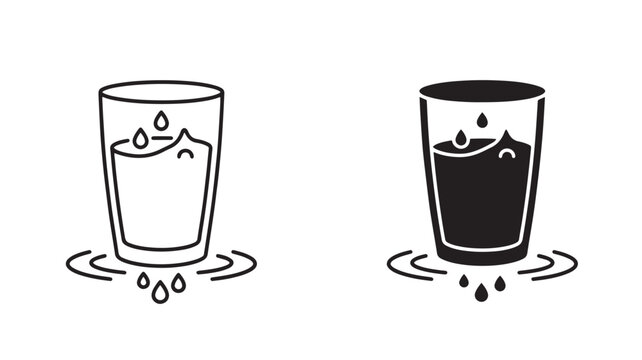 Half Full and Half Empty Glasses With Sad Faces On White Background For Optimism Concepts