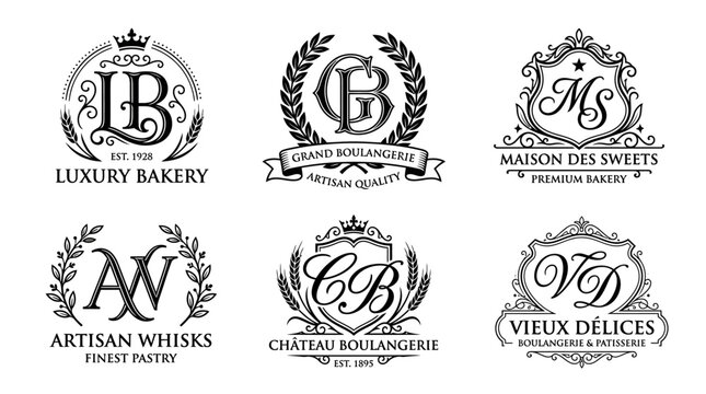 Black and white luxury food logos.