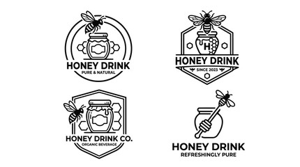 Fototapeta premium Honey Drink Product Logos Collection.