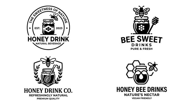 Honey Drink Logo Design Elements.