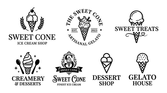 Ice cream shop logos and labels.