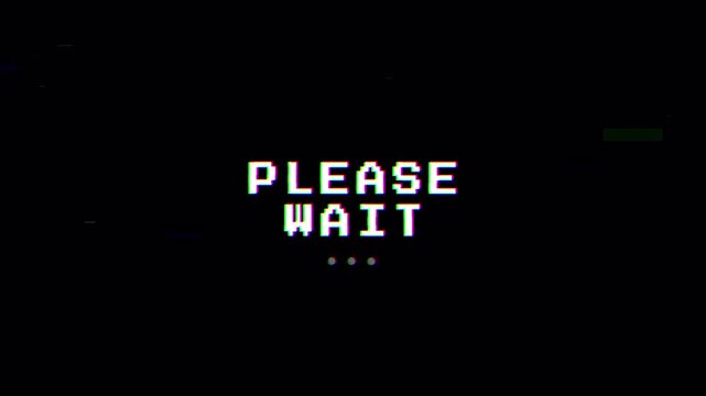 Loading Please Wait Glitch Pixel Text Distortion Overlay 4K Video