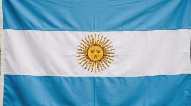 Blue and White Argentina Flag Displayed As Wrinkled Fabric Background