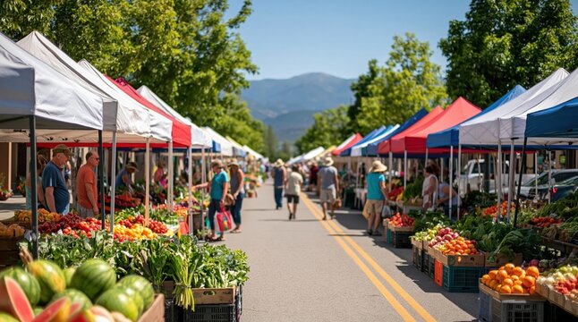 People shopping fresh produce at farmers market