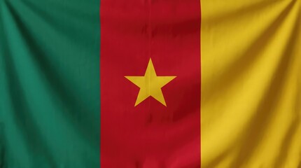 Naklejka premium Waving Cameroonian National Flag with Green Red and Yellow Stripes