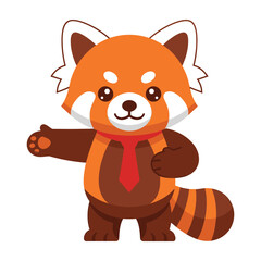 Obraz premium Red panda cartoon character in tie smiling friendly