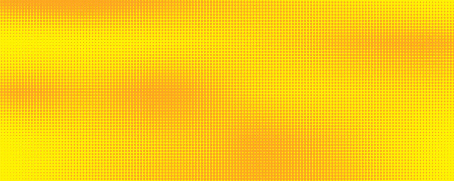 Abstract yellow and orange halftone dot pattern texture background banner