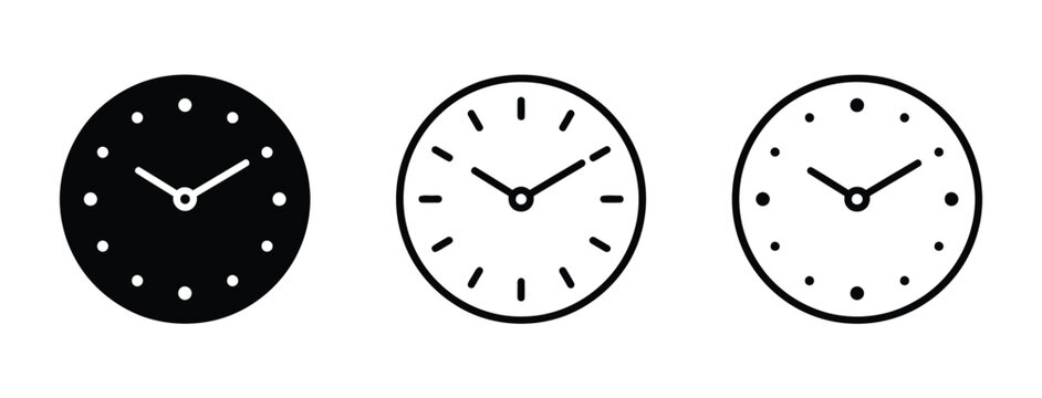 Three simple clock faces with different designs Vector