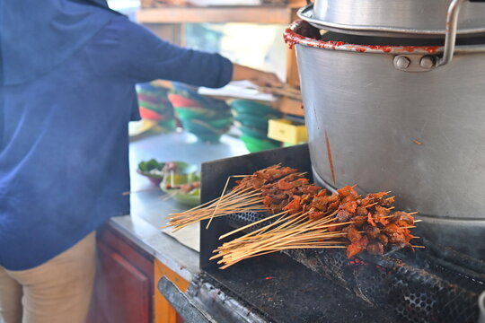 Satay (Sate) Padang, traditional food from Padang, West Sumatera, Indonesia