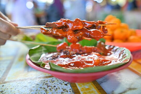 Satay (Sate) Padang, traditional food from Padang, West Sumatera, Indonesia