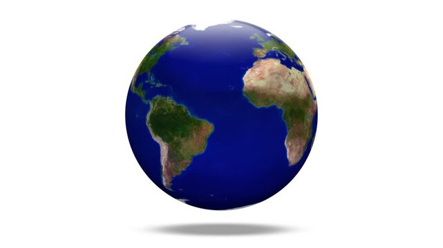 白バックに回転する地球の無限ループ