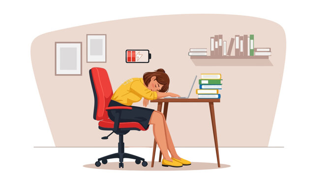 Tired student, sleeping at desk, exhausted pupil, falling asleep
