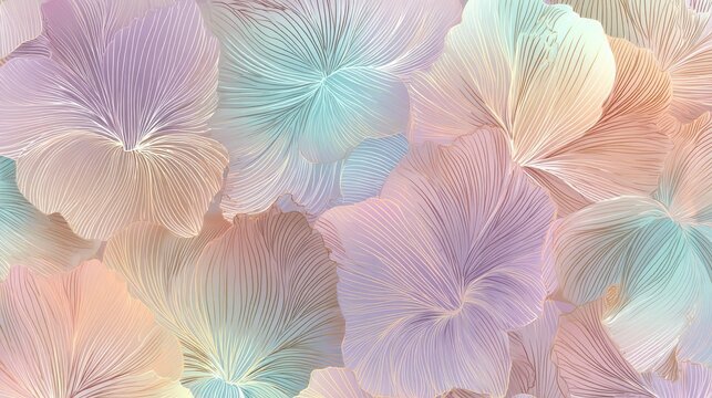 7.Elegant pastel floral line art pattern background, subtle color palette, thin continuous lines, modern and graceful design for invitations and promotional materials