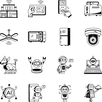 Collection of smart devices, wearable tech, and home gadgets for monitoring, fitness, and digital convenience. 
