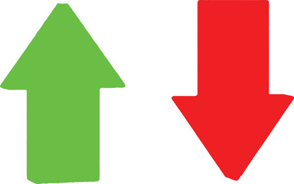 Green arrow pointing up and red arrow pointing down icons Vector