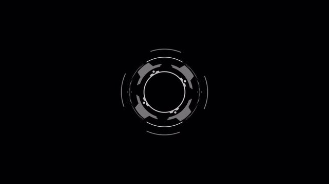 Animated Futuristic Round HUD Elements for Digital Interface Overlays