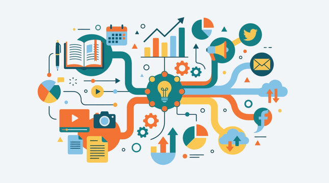 Infographic business process management flowchart.