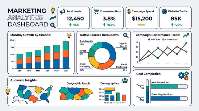Marketing Analytics Dashboard Business Charts Graphs.