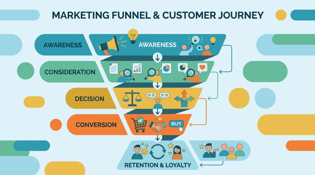 Marketing Funnel Customer Journey Diagram.