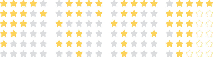 Fototapeta premium Rating stars vector set with full, half, and empty icons for reviews, feedback, score system, web and mobile UI