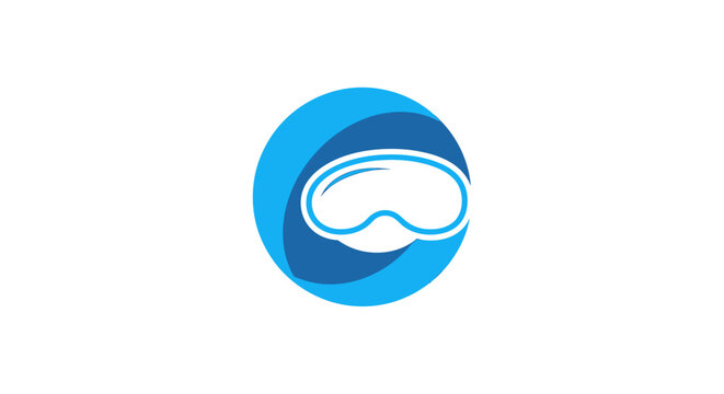 Blue circular abstract cloud sleep mask logo icon.