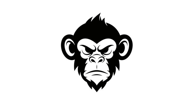 Aggressive monkey head mascot logo in black and white.