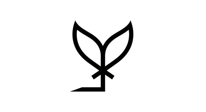 Black whale tail and leaf sprout logo.