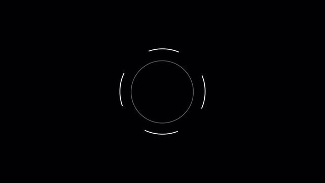 Minimalist White Circular Interface Graphic with Rotating Round HUD Elements for Futuristic UI