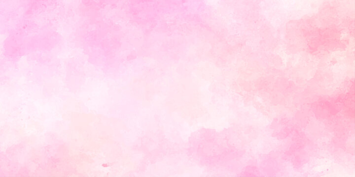 Soft pink watercolor background with abstract cloudy texture for design and decoration