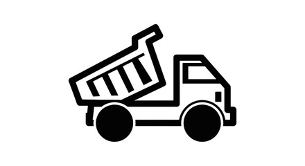 Black dump truck icon side view. © Cetak