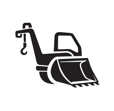 Silhouette of a front loader tractor a construction vehicle used for loading and moving materials heavy equipment earth moving