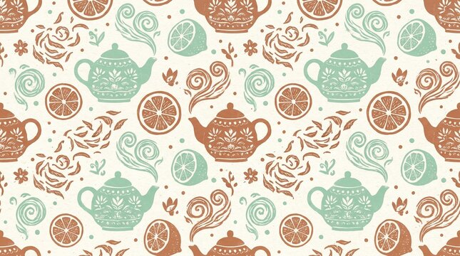 Tea Culture Infusion Folk Art Pattern