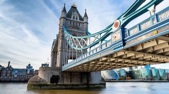 Tower Bridge in London, UK, United Kingdom. Time lapse.