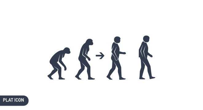 Black silhouette of human evolution from ape to man.