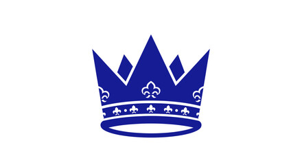 Blue royal crown icon with fleur de lis patterns © mursidi